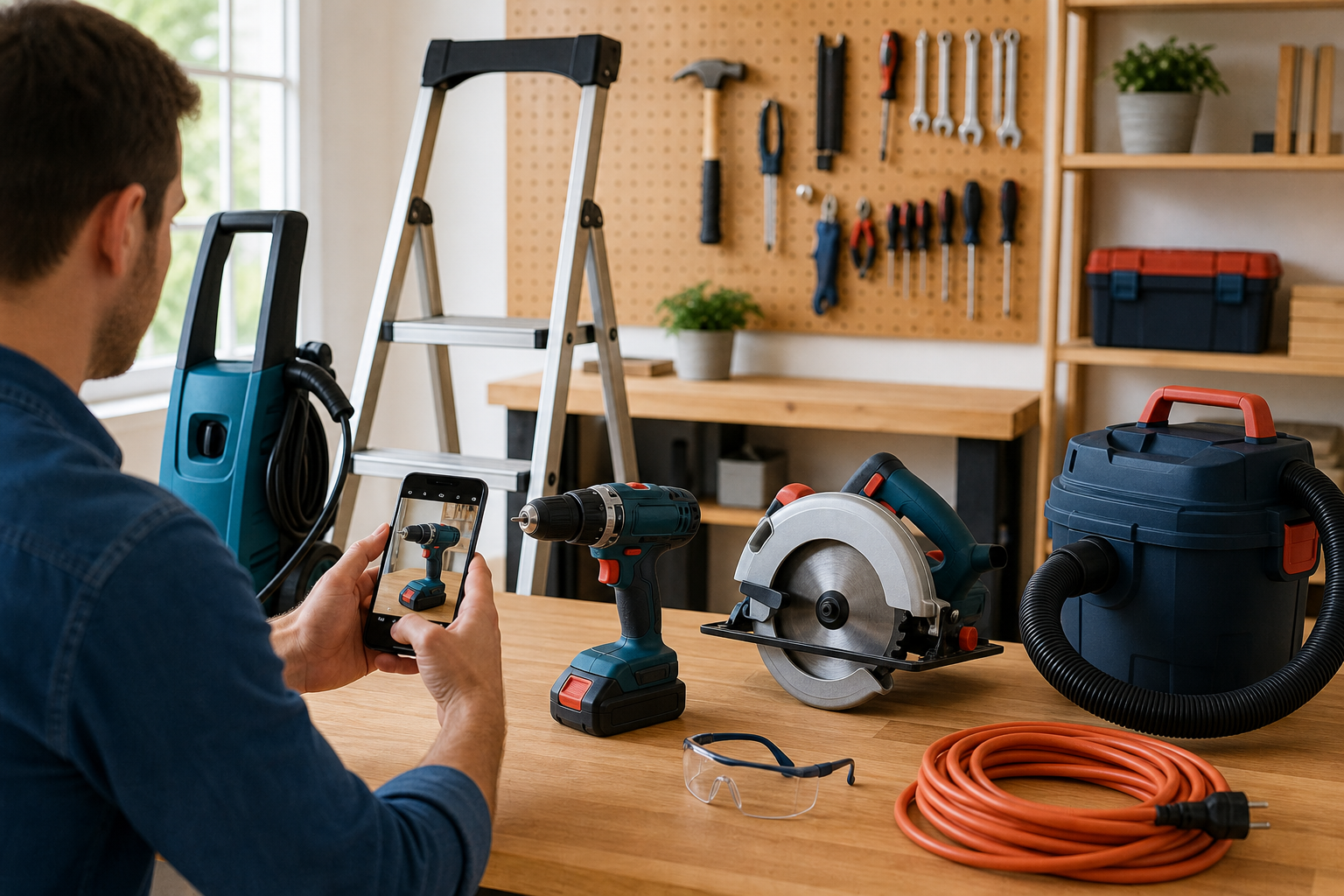 Tools arranged for a local rental listing
